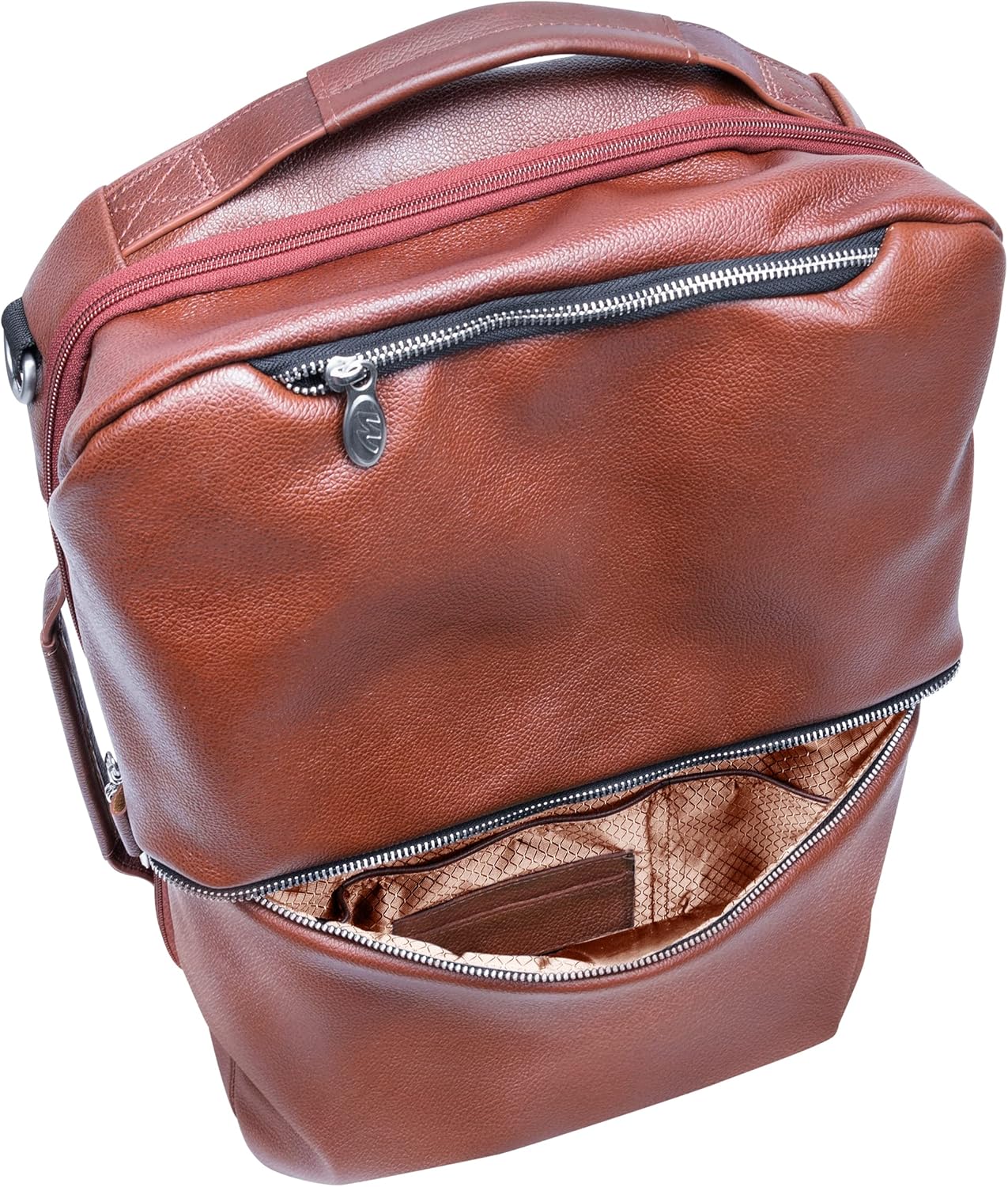 McKlein East Side, Pebble Grain Calfskin Leather, 17" Leather, 2-in-1, Laptop & Tablet, Convertible Travel Backpack & Cross-Body, Brown (18874)