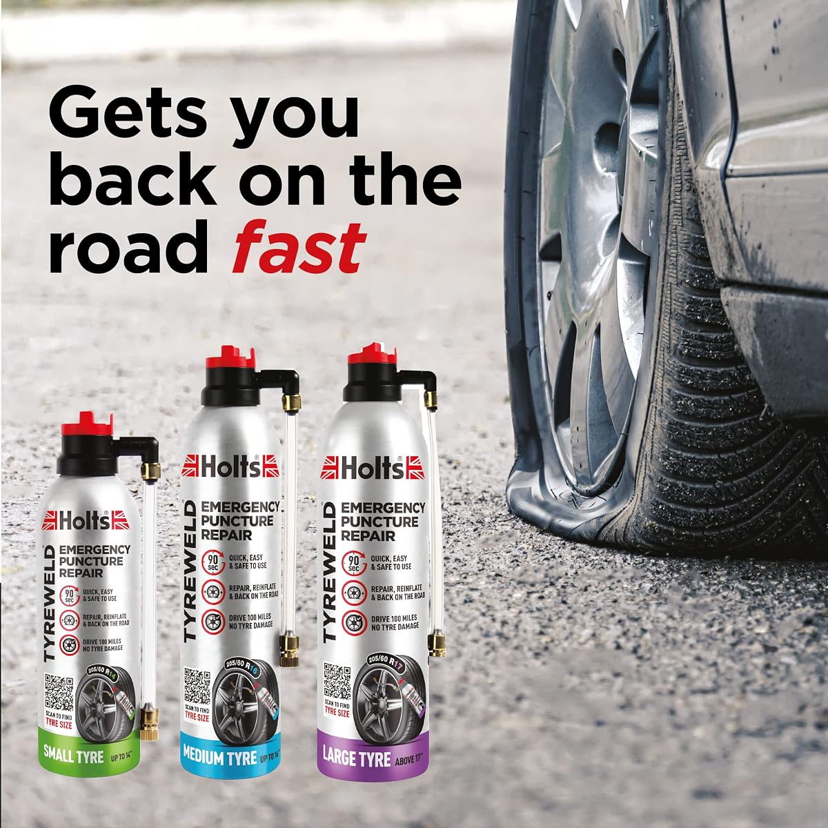 Holts Tyreweld Puncture Sealant 300ml, Emergency Tyre Repair Foam, Car Puncture Repair Kit Sealant To Get You Back On The Road, Quick & Easy Flat Tyre Foam, Drive Up To 100 Miles, No Tools Needed 300ml Single — view 2