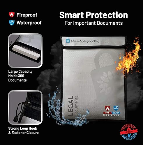 Miniatura 2 de Secure My Legacy - Bolsas ignífugas para documentos, bolsas impermeables para documentos, soporte para documentos, protege documentos de incendio,