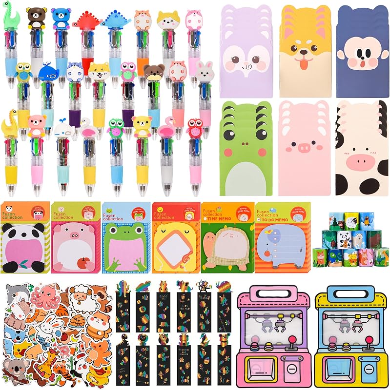 194PCS Cute Stationery Set, Party Favors Supplies Return Gifts for Boys Girls ,Back to School With Multicolor Pens Sticky Notes Goodie Bags etc, Birthday Gifts Classroom Prices School Office Supplies.