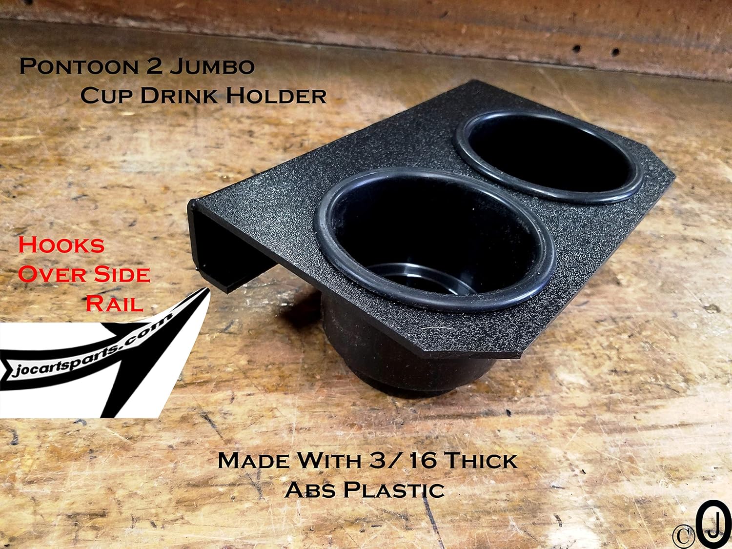 Pontoon Boat 2 Jumbo Cup Drink Holder Black Textured ABS Plastic Fits1 Inch Rail