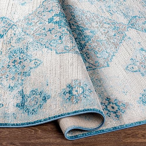 Miniatura 4 de Mark&Day - Alfombra tradicional Salem de 9 x 12 pies, color azul oscuro, azul, beige, gris, para sala de estar, dormitorio o cocina (8 pies 10