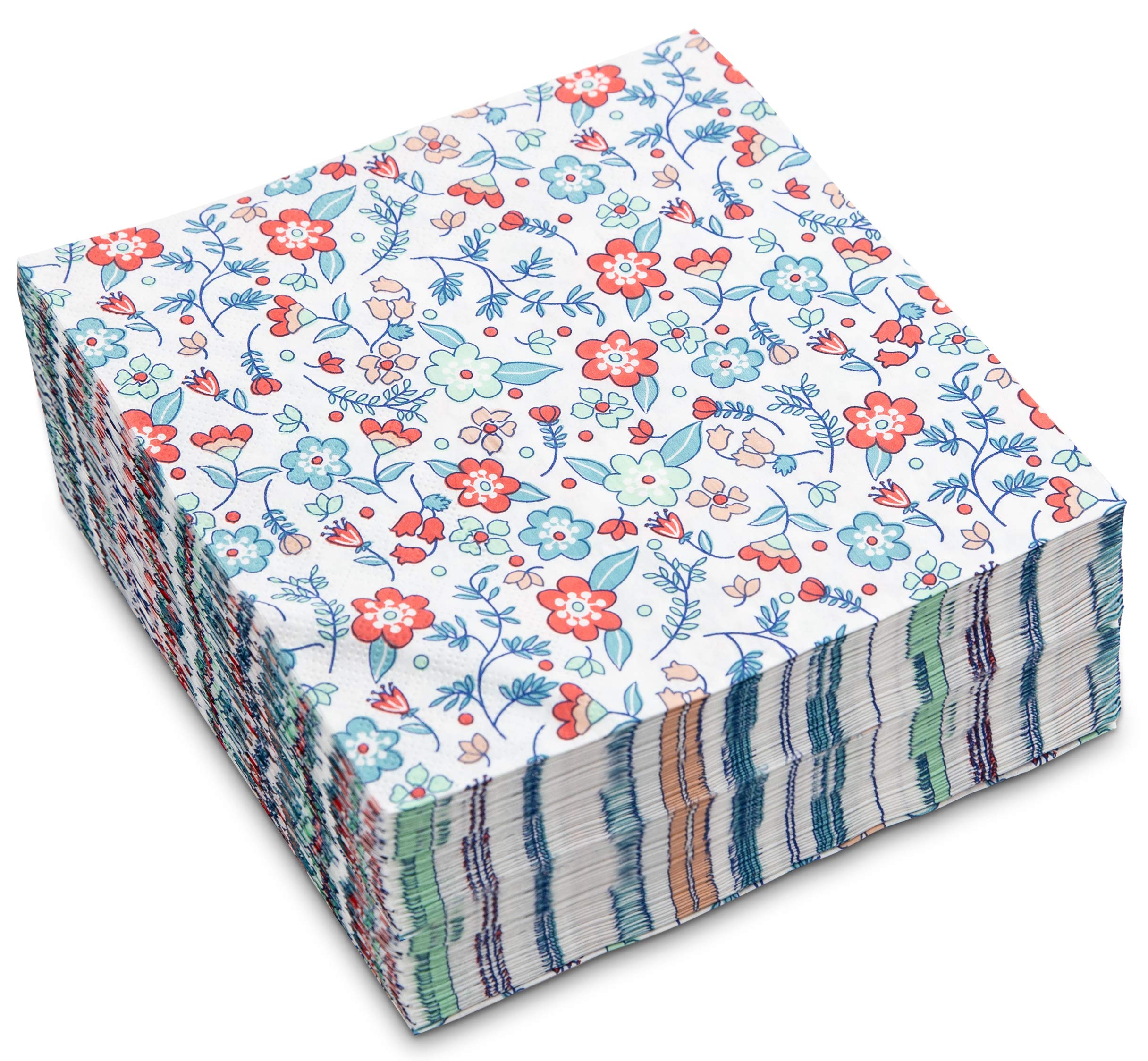 Sweetzer & Orange Lunch Napkins Bulk Set of 80. White Napkins with Liberty Flower. 6.5 x 6.5 Inch (Folded) Party Napkins. Soft 2-Ply Eco Disposable Paper Napkins for Dessert, Cocktail or Wedding
