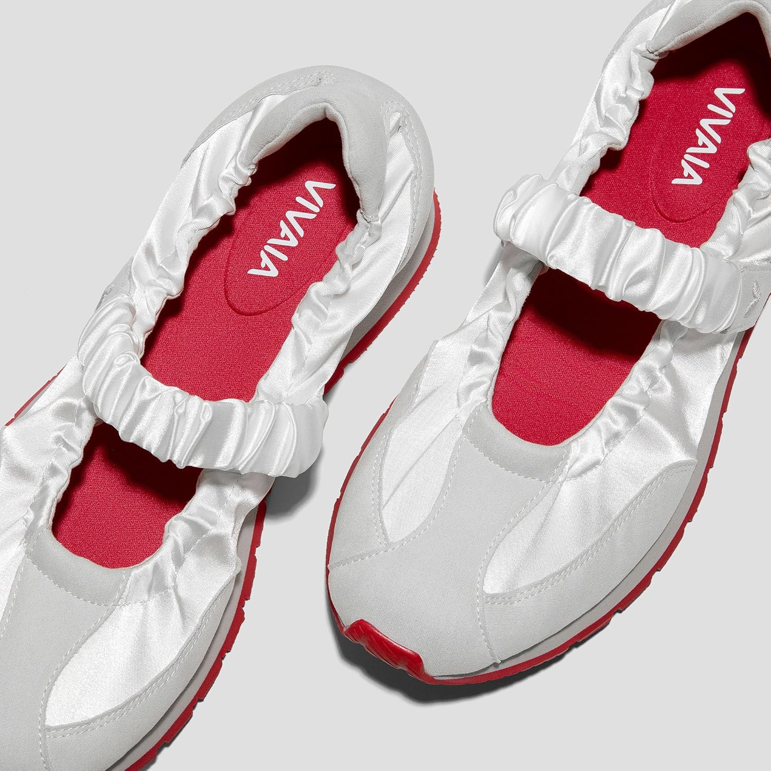 VIVAIA Ayla Women's Mary Jane Flats - Satin Round Toe Ballet Sneakers with Elastic Strap, Lightweight Cushioned Walking Shoes, Comfortable Dressy Sneakerina