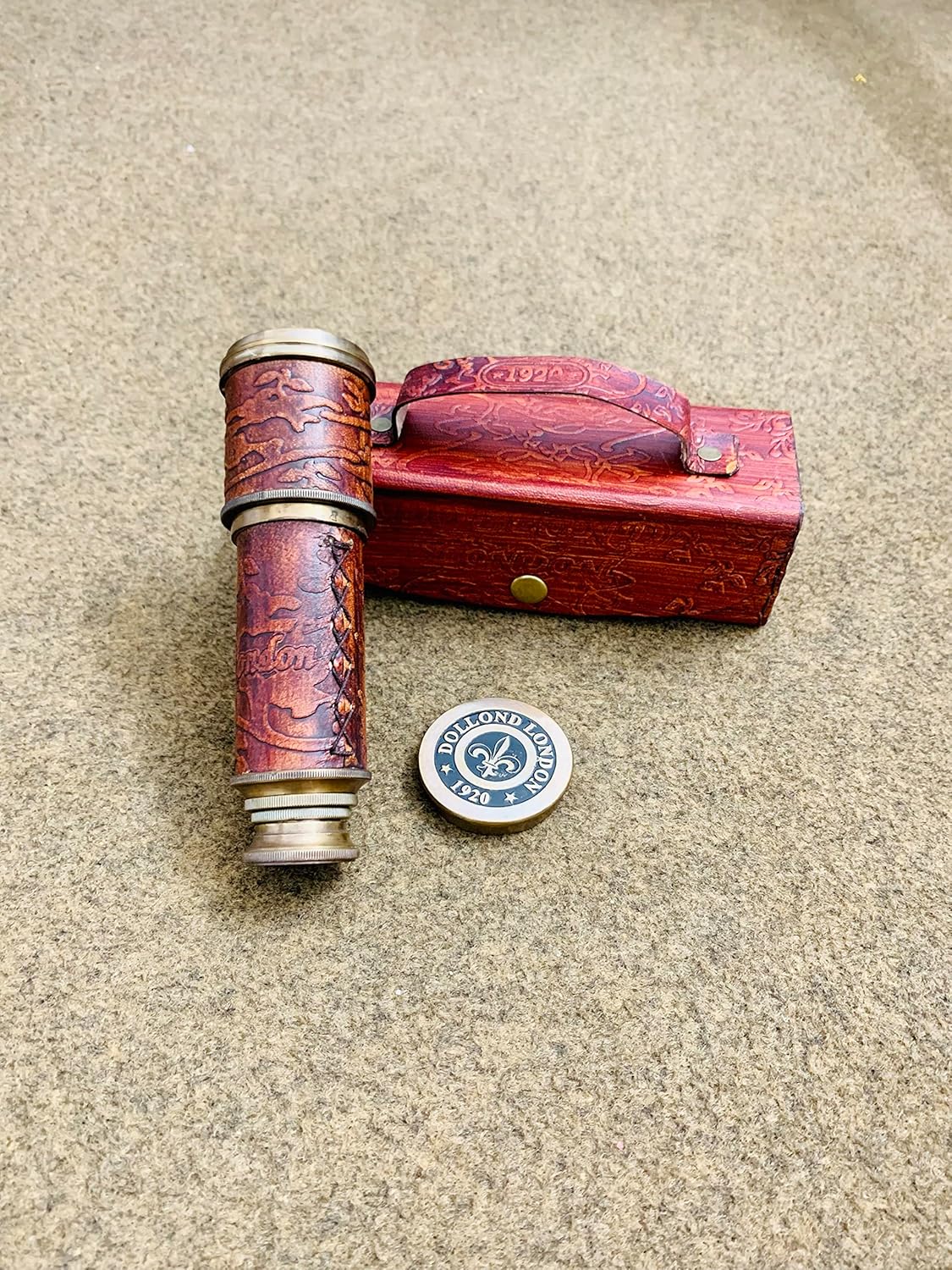 Personalized Nautical Vintage Brass & Leather Handheld Functional Telescope with Leather Case - Pirate Spyglass, Sailor Gift, Gift for Dad
