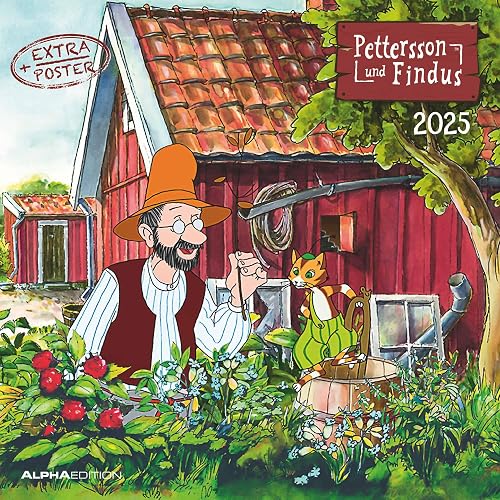 Pettersson &amp; Findus 2025 - Broschürenkalender 30x30 cm (30x60 geöffnet) - Kalender mit Platz für Notizen - mit herausnehmbarem Poster - Wandkalender: Kinderkalender teNeues