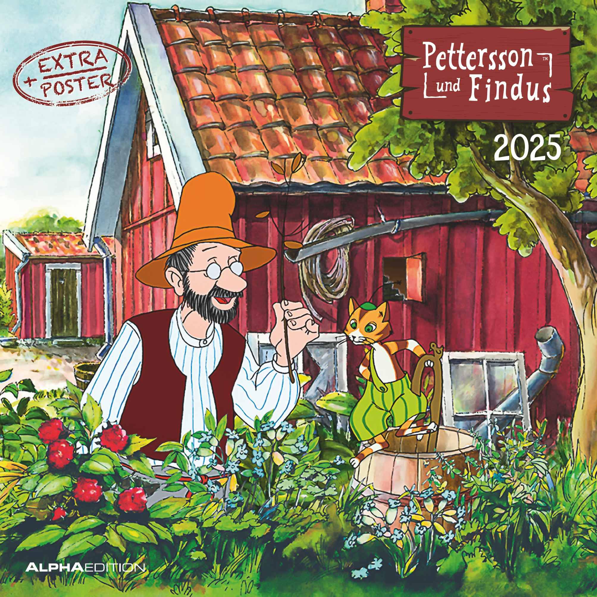 Alpha Edition - Calendario 2025 Pettersson & Findus 30 x 30 cm, calendario per bambini con immagini di alta qualità per ogni mese, fasi lunari, date delle vacanze DE/AT/CH e calendario internazionale