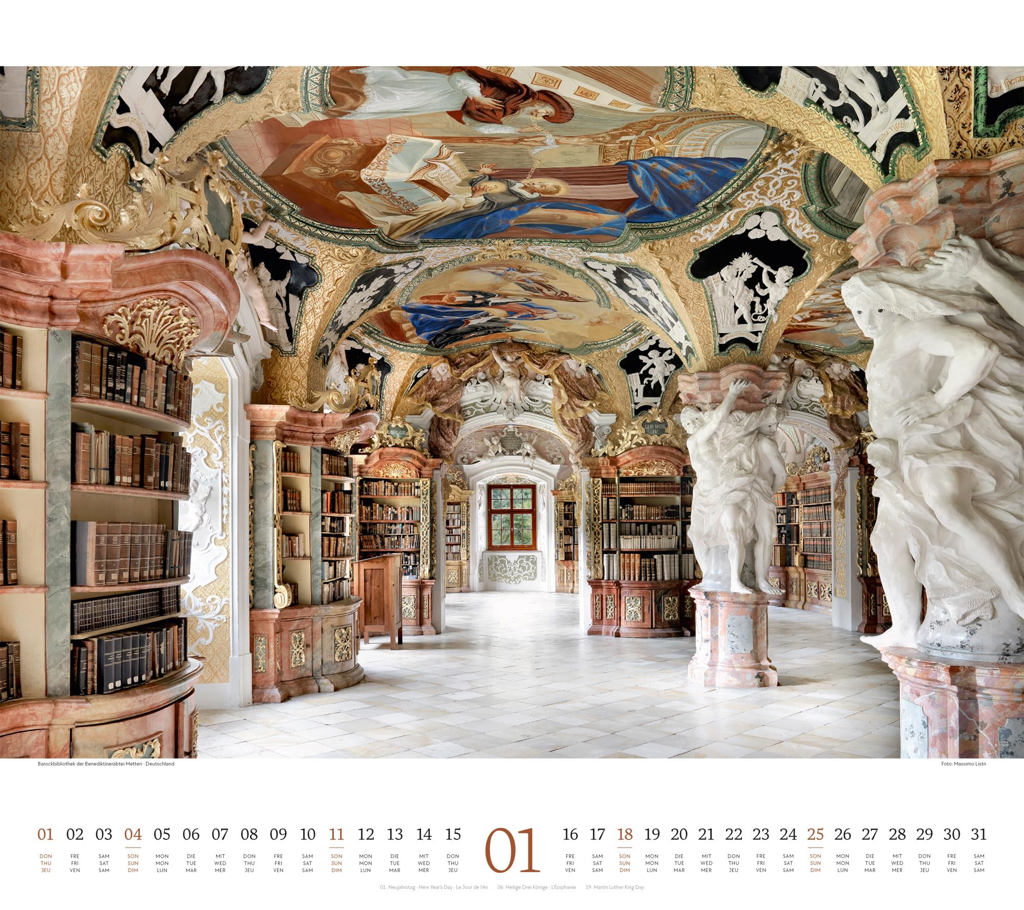 Welt der Bücher Kalender 2026 | Bildgewaltiger Bibliotheken-Kalender im großen Querformat (54x48 cm) | Eindrucksvolle Architektur von Büchereien