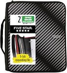 Five Star Zipper Binder, 2 Inch 3 Ring Binder, 6-Pocket Expanding File, Durable, Black (72536)