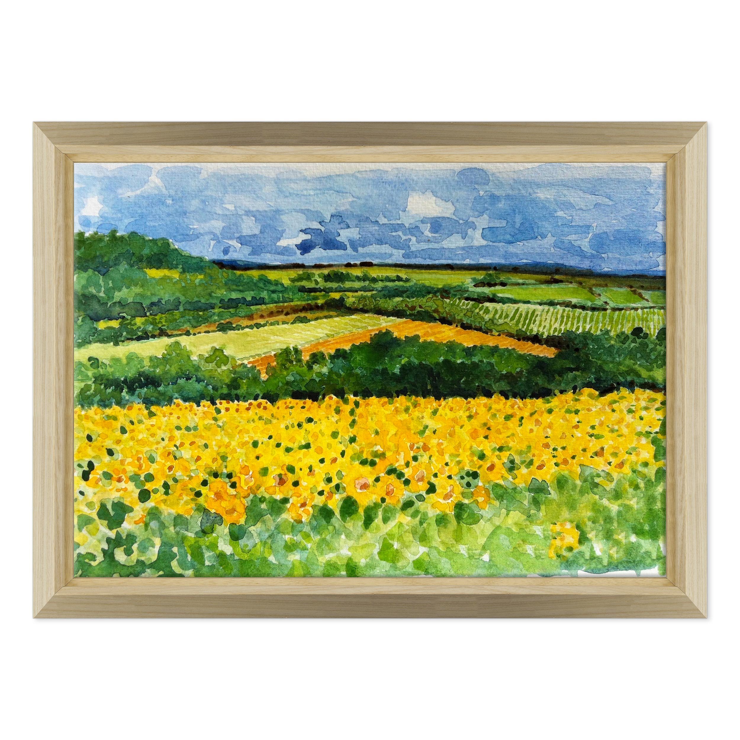 Cuadro sobre lienzo – Listo para colgar – Acuarela Toscana – Paisaje pintado