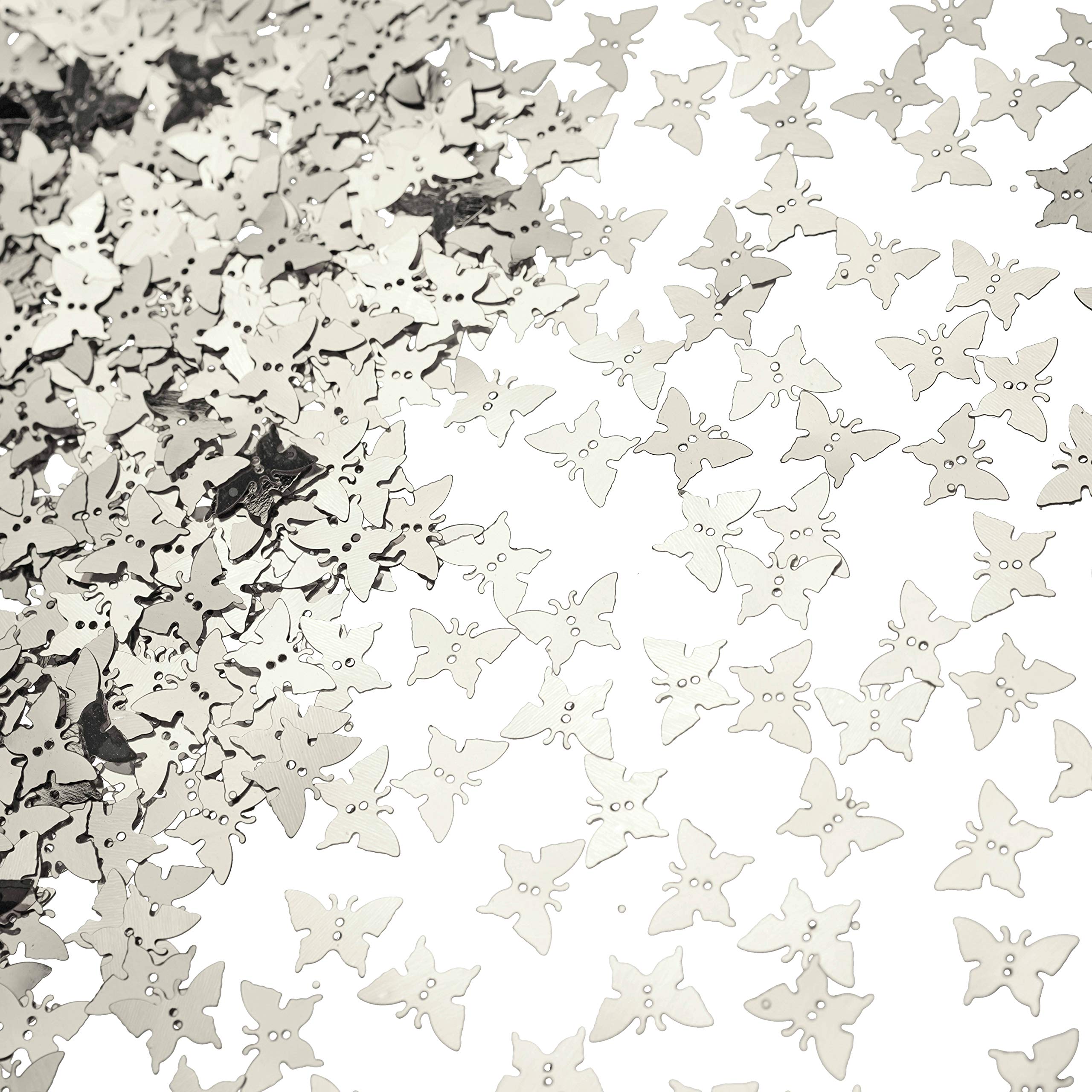 Silver Butterfly Metallic Sequin Wedding Anniversary Birthday Mothers Day Engagement Bridal Shower Bachelorette Party Sprinkle Scatter Confetti