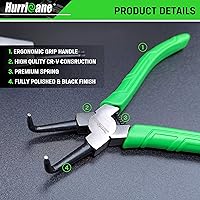 Vista 2 de HURRICANE Juego de 4 alicates de anillo a presión, kit de alicates de clip de 7 pulgadas interno y externo, alicates de mandíbula recta y doblada