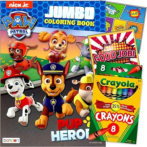 Libro para colorear y crayones de Paw Patrol con 2 calcomanías de recompensa GWW con licencia especial por separado