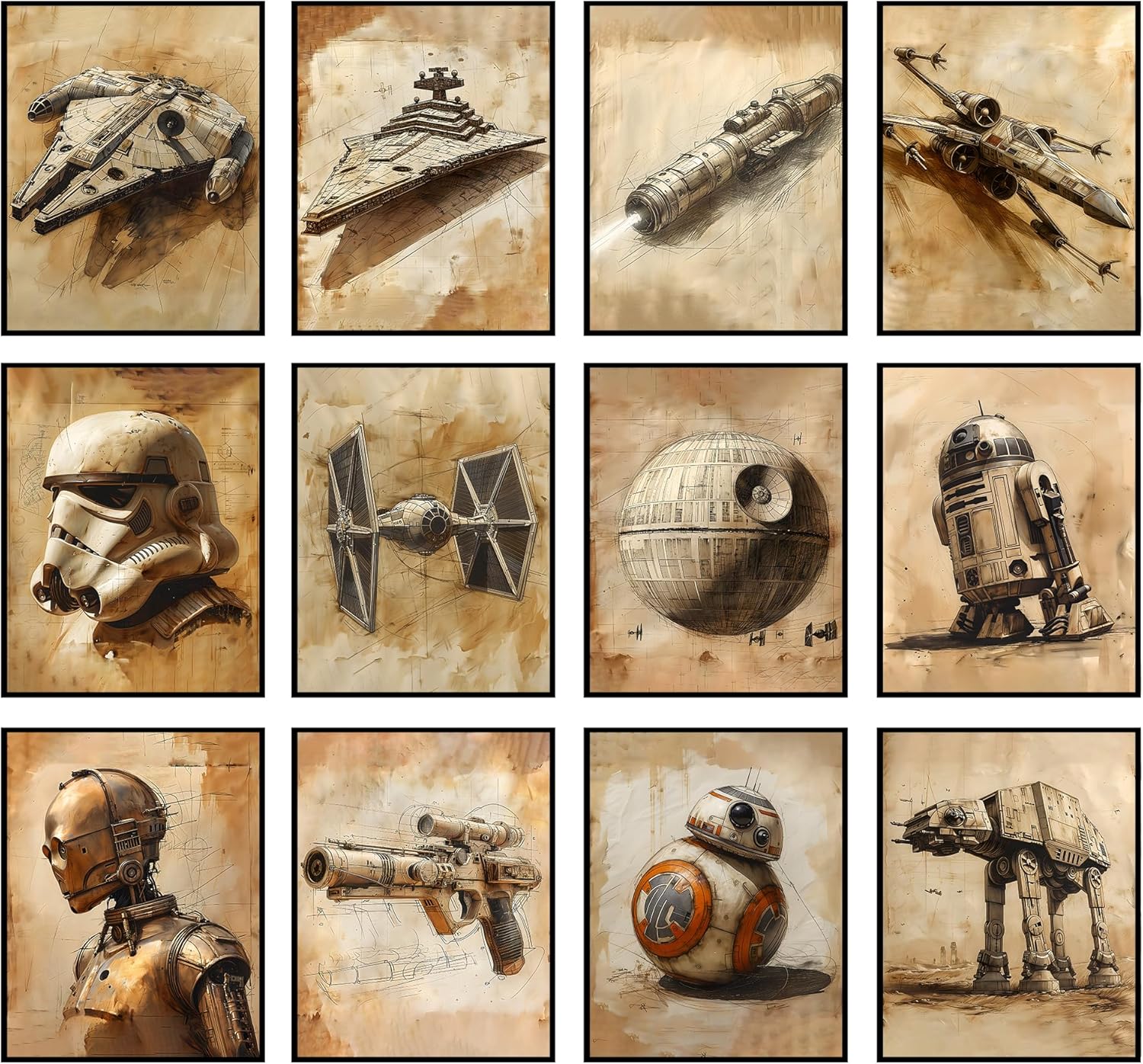 BigWig Prints Star Wars Poster Set - Star Wars Wall Art, Star Wars ...