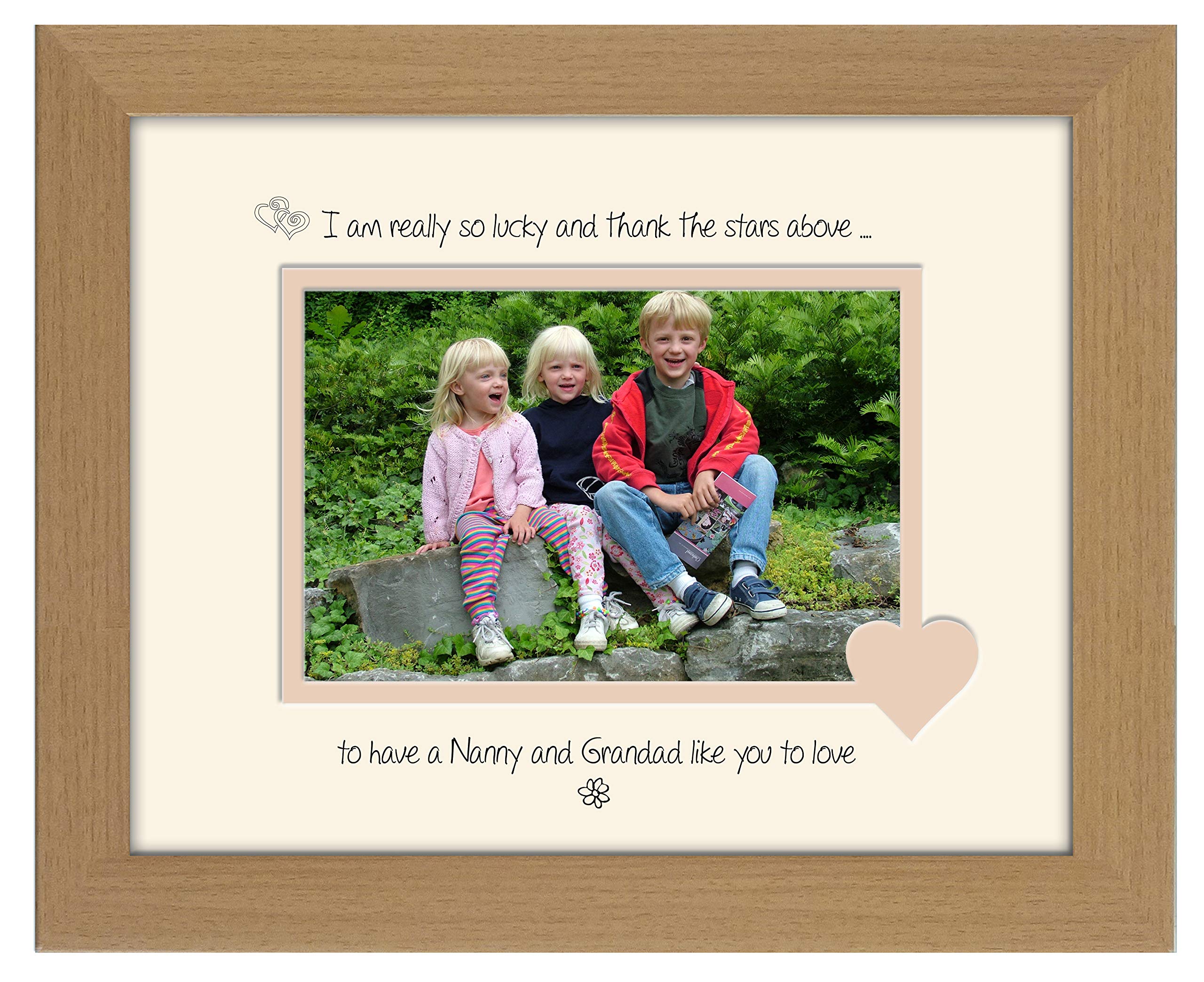 Photos In A Word Textured Oak Finish Frame Cream Mount Beige Inside Nanny And Grandad Photo Frame Thank The Stars Above Personalised Double Mounted Quality Gift (Textured Oak Finish Frame Cream Mount Beige Inside)