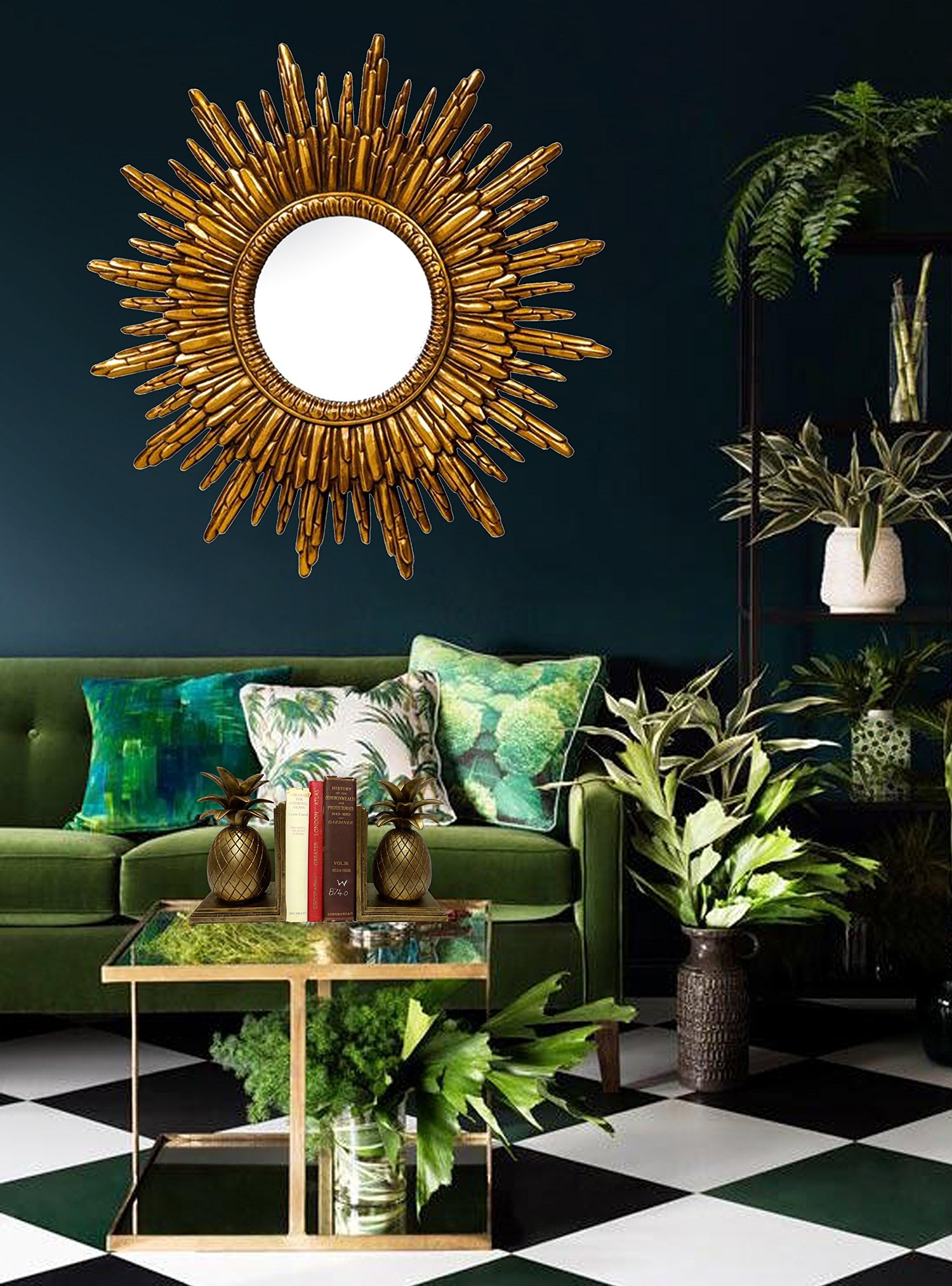 The Dutch Hospital Antique Gold Sun Mirror, Sunburst Mirror, Hollywood Regency Mirror, Starburst Mirror