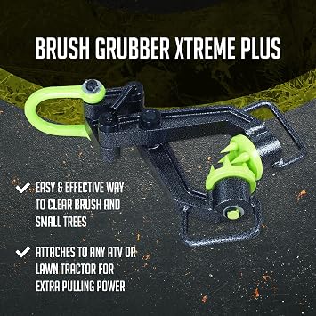 Brush Grubber Xtreme Plus Tree Stump Remover, Heavy-Duty Steel Root Puller, Rotating Jaws, Rugged Handles, ATVs & Lawn Tractors, BG-20, Black/Green
