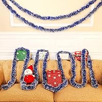 Vista 6 de Guirnalda de Oropel de Navidad de 50 Pies, Guirnalda Metálica Trenzada con Punta de Escarcha y Purpurina, Decoraciones de Árbol de Navidad, Corona