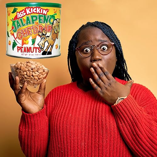 Miniatura 4 de ASS KICKIN' Maní picante cheddar de jalapeño  12oz  Perfect Premium Ultimate Spicy Snack Gourmet Regalo Gourmet Peanuts más calientes  Pruébalo si