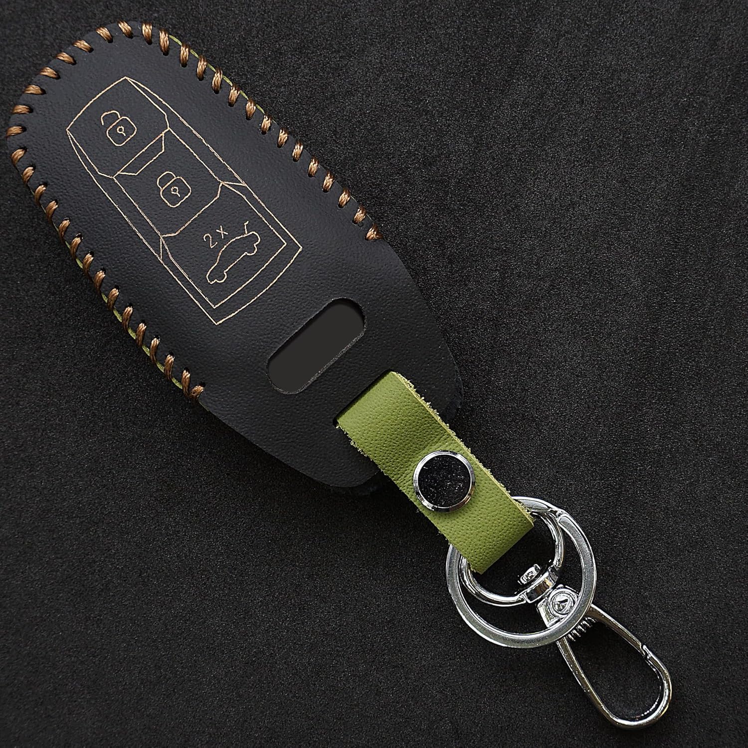 Genuine Leather Smart Key Fob Case Cover Keychain Key Holders Compatible with A3,A5L,A5,S5,A6,S6,Q6,SQ5,SQ6 E-Tron
