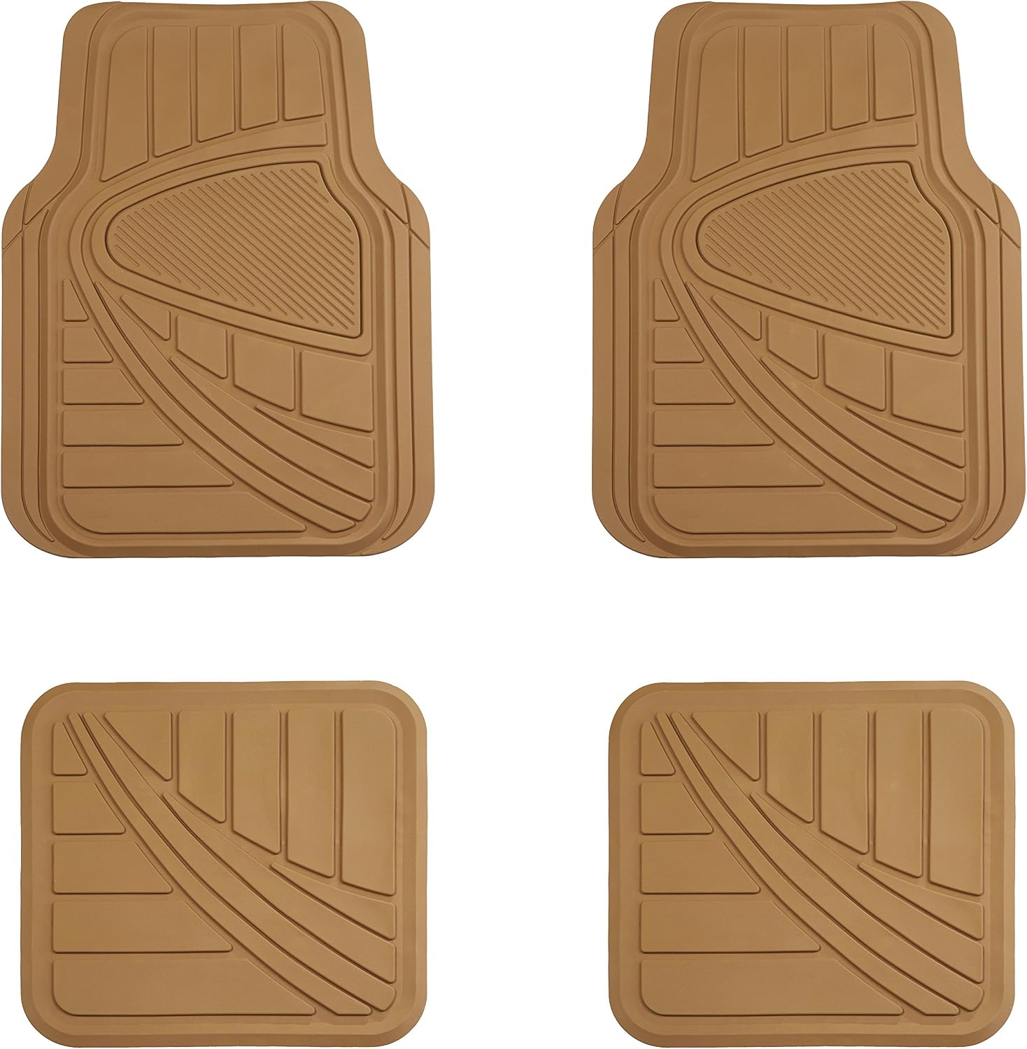 Amazon Basics 4 Piece Rubber Car Floor Mat, Beige
