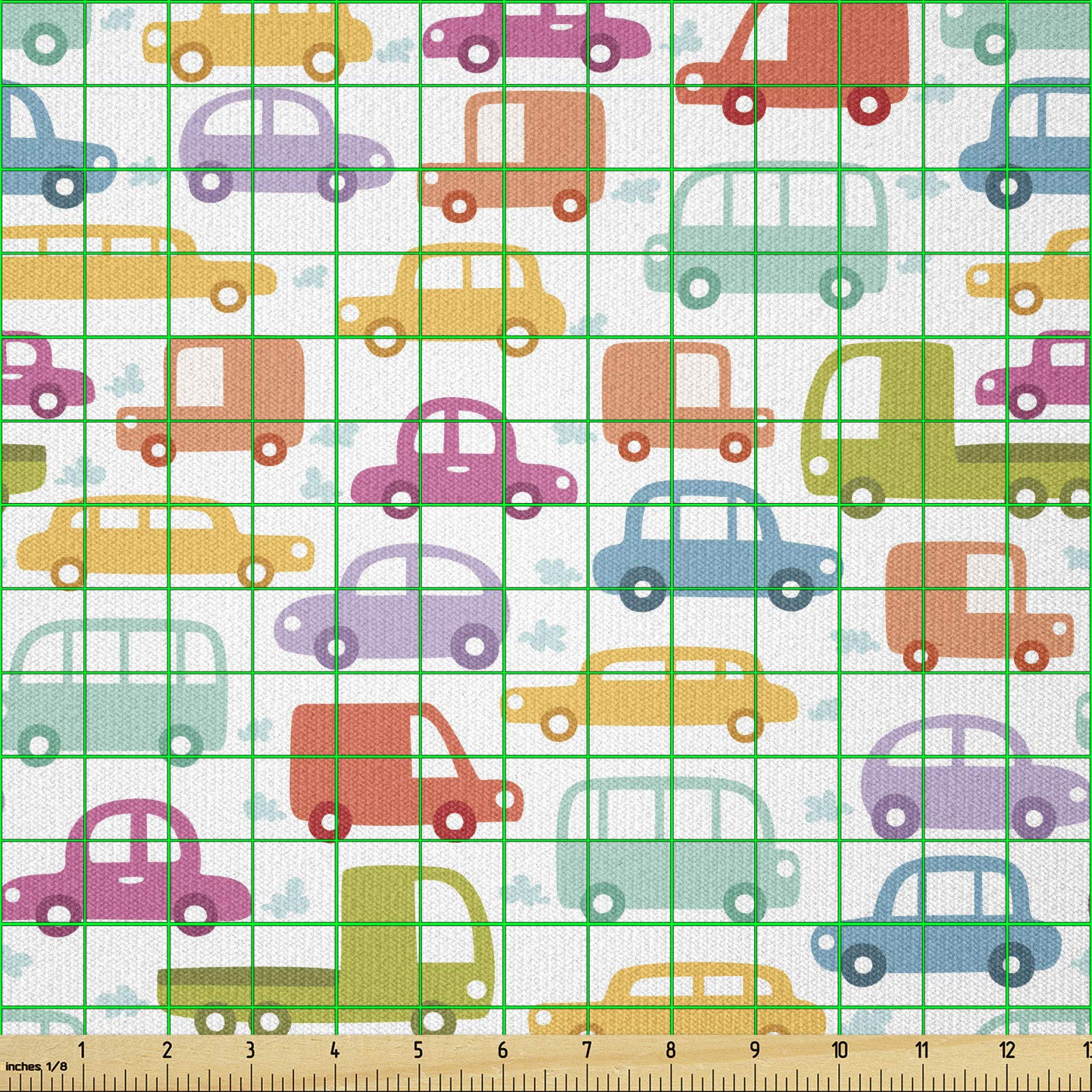 Tessuto A Metraggio ABAKUHAUS – Bambini Sul Traffico, Microfibra 100%, 230 Cm Larghezza, 1 Metro, Grigio/verde - 2