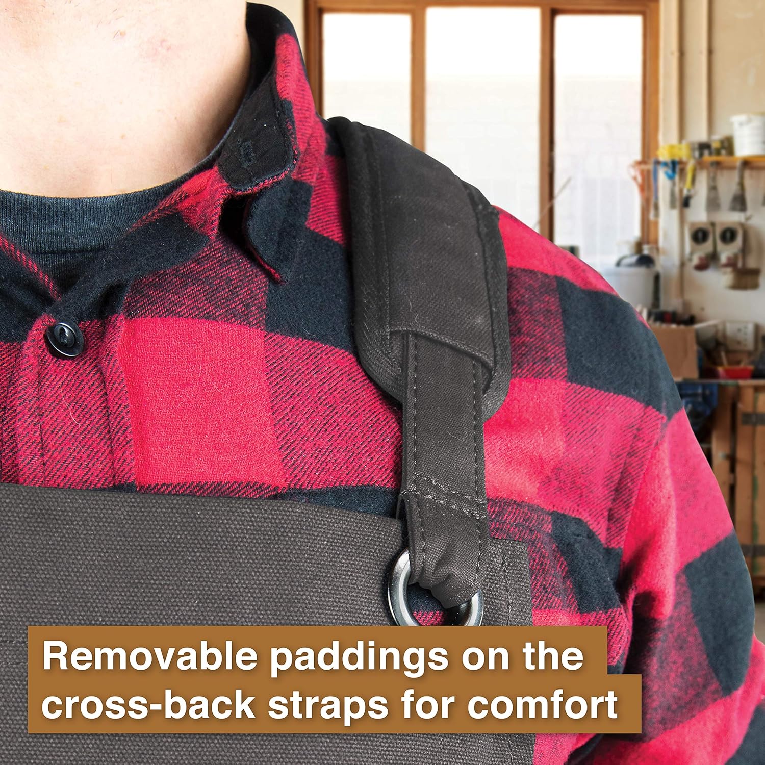 Hudson Durable Goods Deluxe Edition Waxed Canvas Tool Apron for Men and Women, Heavy Duty Work Apron with Pockets for Tools, Adjustable Crossback Straps - Grey