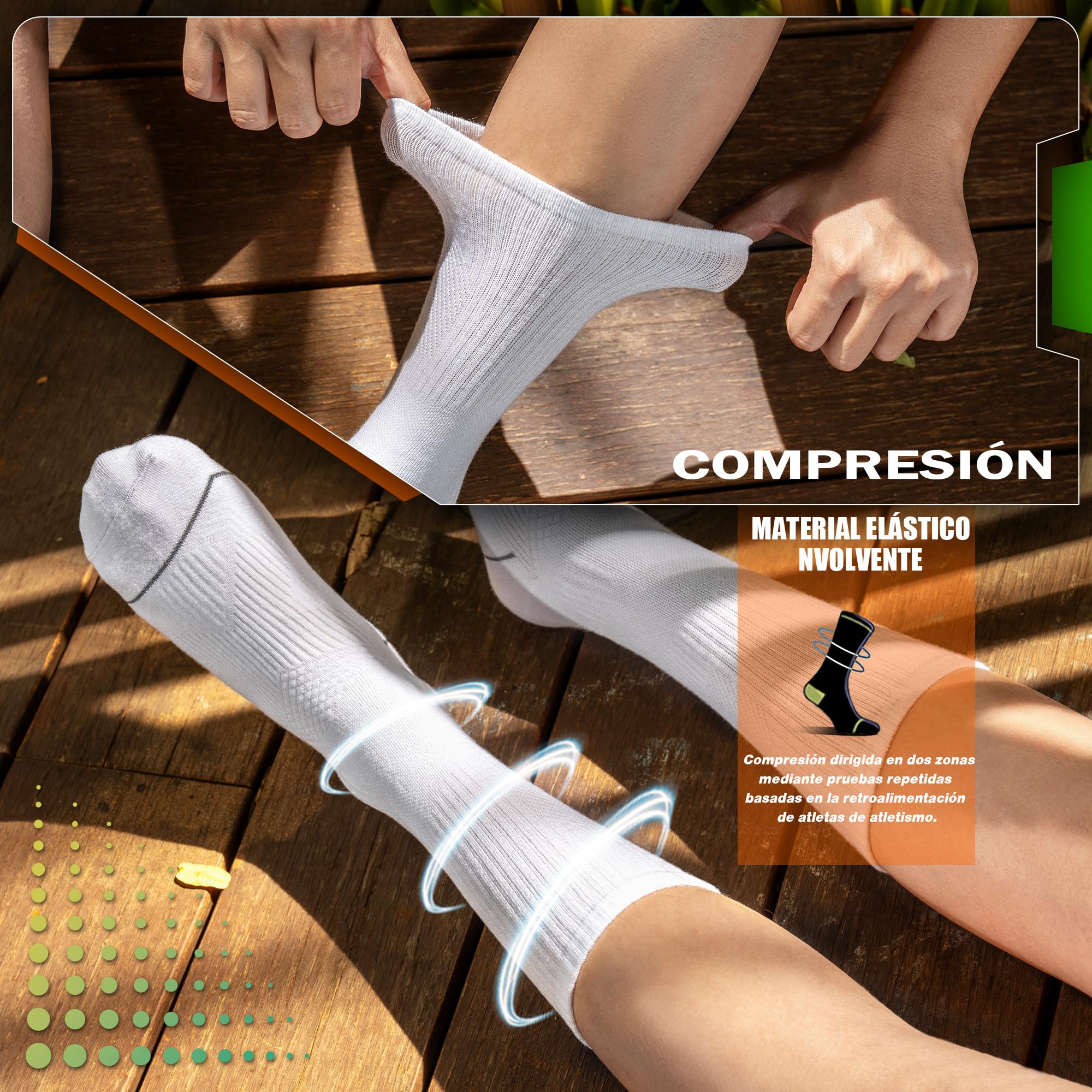 ineepor 6 Pares Bambú Calcetines de Compresión Hombres/Mujeres – Ligera, Sin Costuras, Transpirantes, Anti-Olor – Carrera, Senderismo, Bicicleta