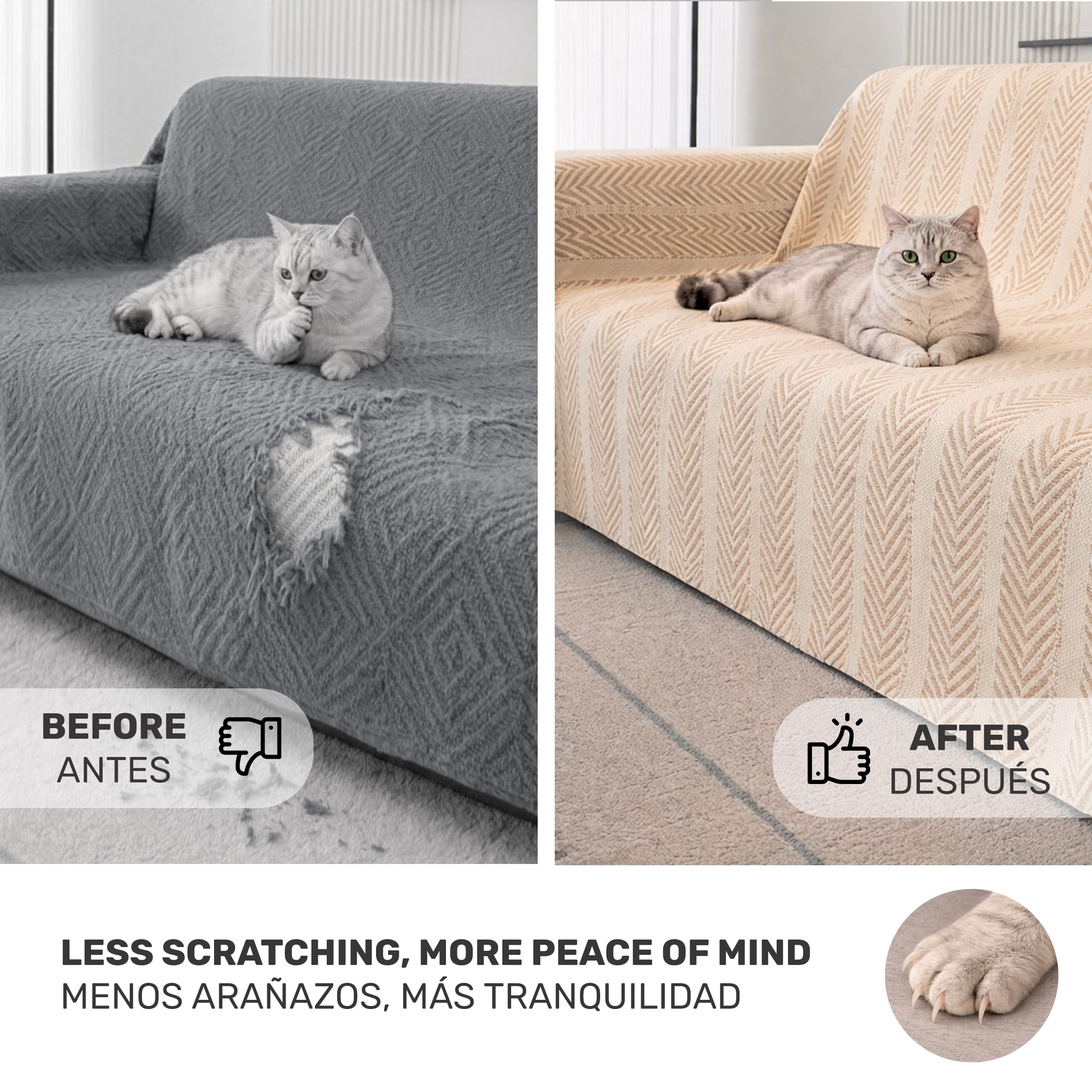 Cubresofá Tacto Refrescante Verano Antigarras para Gatos, Manta Sofá Ultraligera y Transpirable, Tejido Suave Tipo Seda Fría, Protector Sofá Lavable Antidesgaste, Multiusos Colcha Sofá Cama 180x260cm