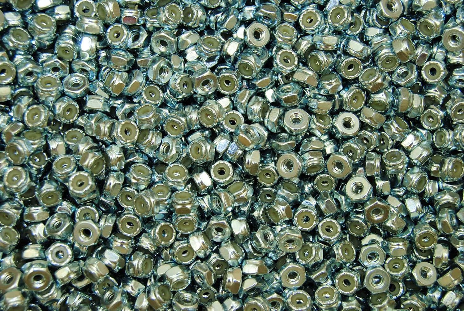 (1500) Nyloc #6 Hex Machine Nuts 6-32 Zinc Plated Nylock