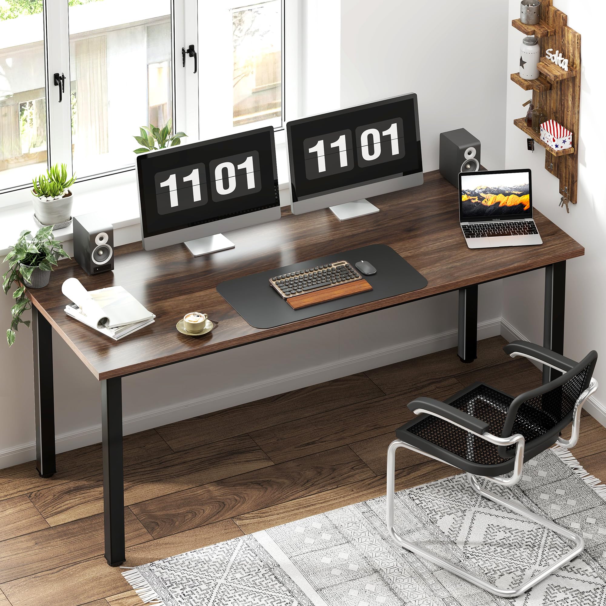 デスク 60cm x 40cm x 28cm*4 Industrial Computer Desk, 60 x 28 inch Home Office Desk with