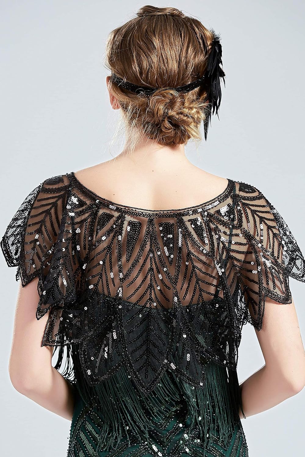 BABEYOND 1920s Shawl Wraps Sequin Beaded Evening Cape Bridal Shawl - Image 4