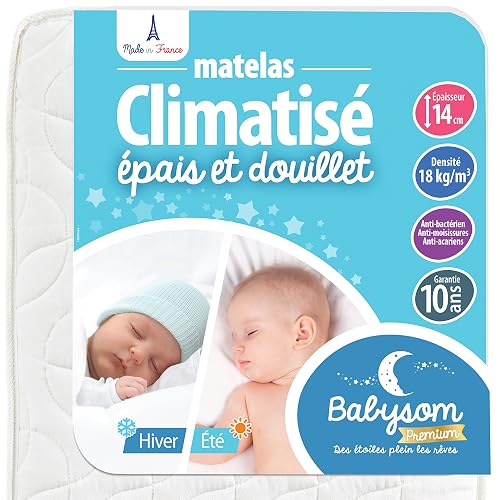 Babysom - Matelas Enfant/Bébé Climatisé - 70x140 cm | Réversible