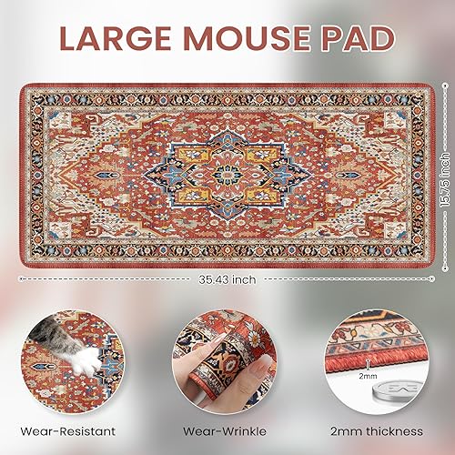 Miniatura 2 de iCasso Alfombrilla de escritorio retro mate para escritorio, alfombrilla de mouse extragrande para videojuegos, escritorio completo, tapete largo y