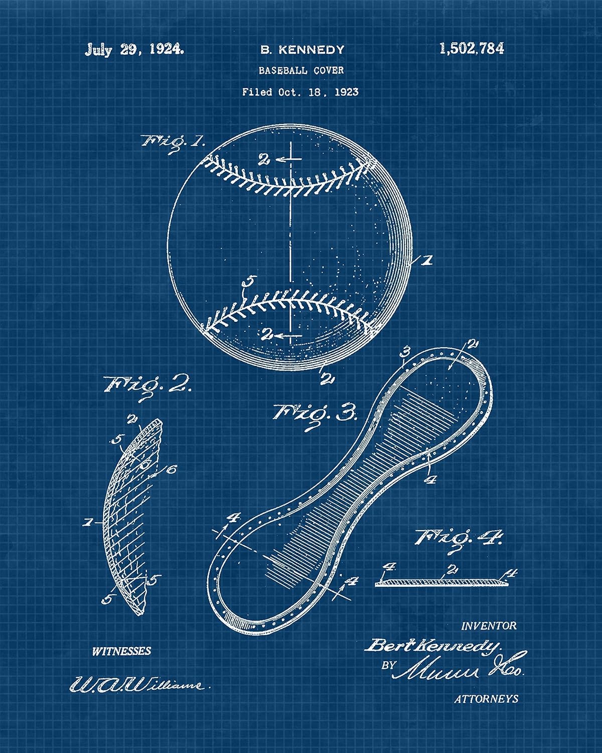 STARS BY NATURE Classic Baseball Patent Prints, 6 (8x10) Unframed Photos, Wall Art Decor for Home Field Office Work Garage Gears Shop School Gym College Student Teacher National Team Trainer Coach