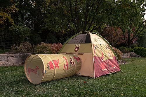 Vista 50 de Pacific Play Tents 20418 Neon Hide-Me Dome - Combo de tienda de campaña y túnel, tienda de campaña de 48 x 48 x 42 pulgadas de alto, túnel de 4 pies