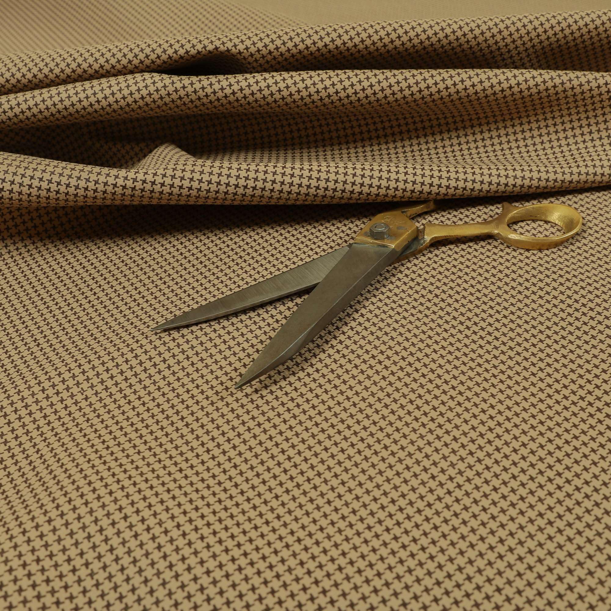 Redbrick Mill Fabrics Flame Retardant Modern Designer Houndstooth Pattern Faux Leather Brown Vinyl Upholstery Fabrics (1 Metre) โ image 1