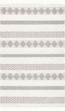 SAFAVIEH Natura Collection Area Rug - 6' x 9', Ivory & Grey, Handmade Moroccan Boho Fringe Wool, Ideal for High Traffic Areas in Living Room, Bedroom (NAT851A)