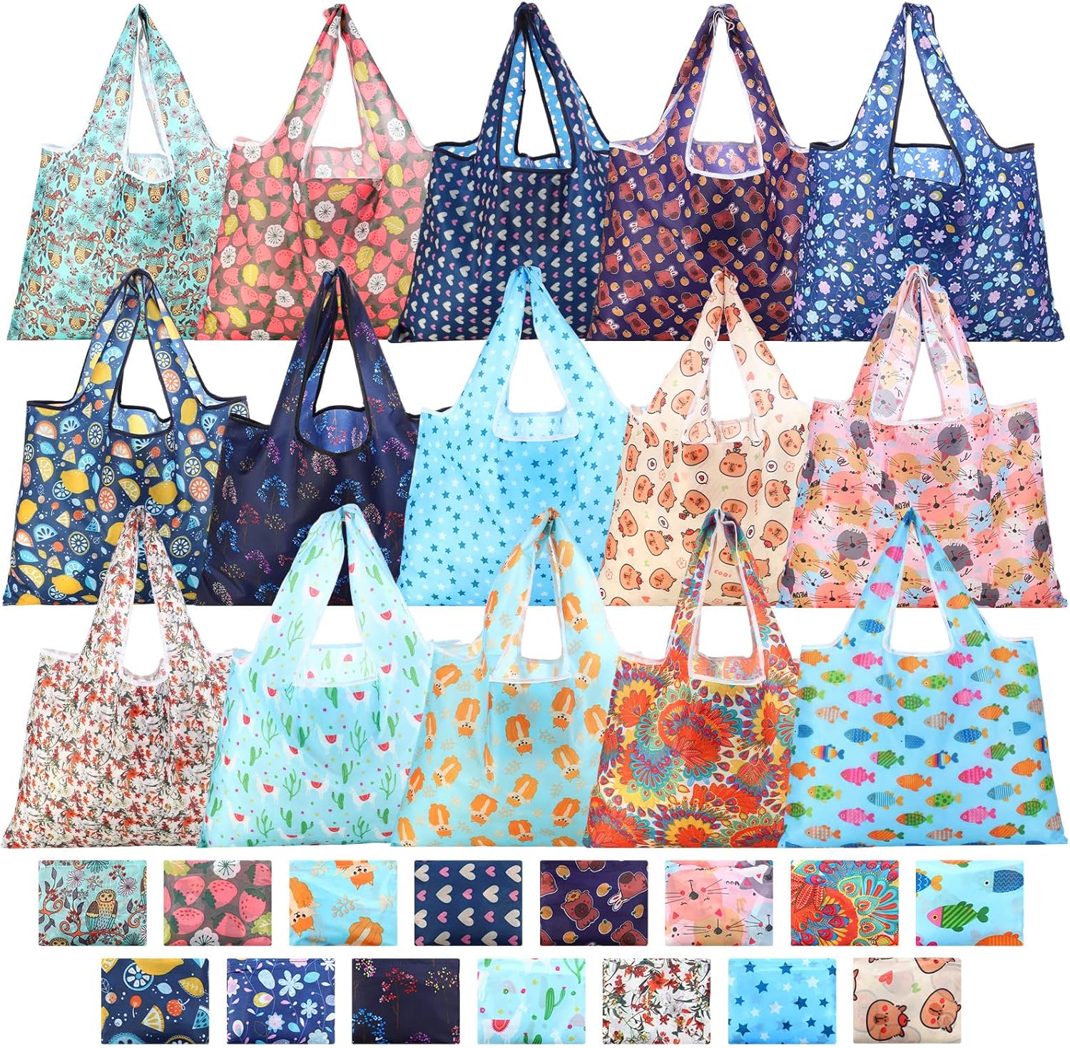 15 Pcs Extra Large 55lbs Foldable Reusable Grocery Bag 210d Large Tote Oxford Shopping Washable Bags for Women