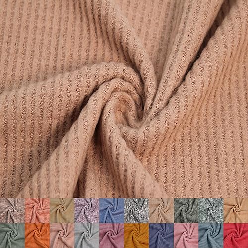 60" Wide Poly Rayon Spandex - Waffle Brushed Knit Fabric