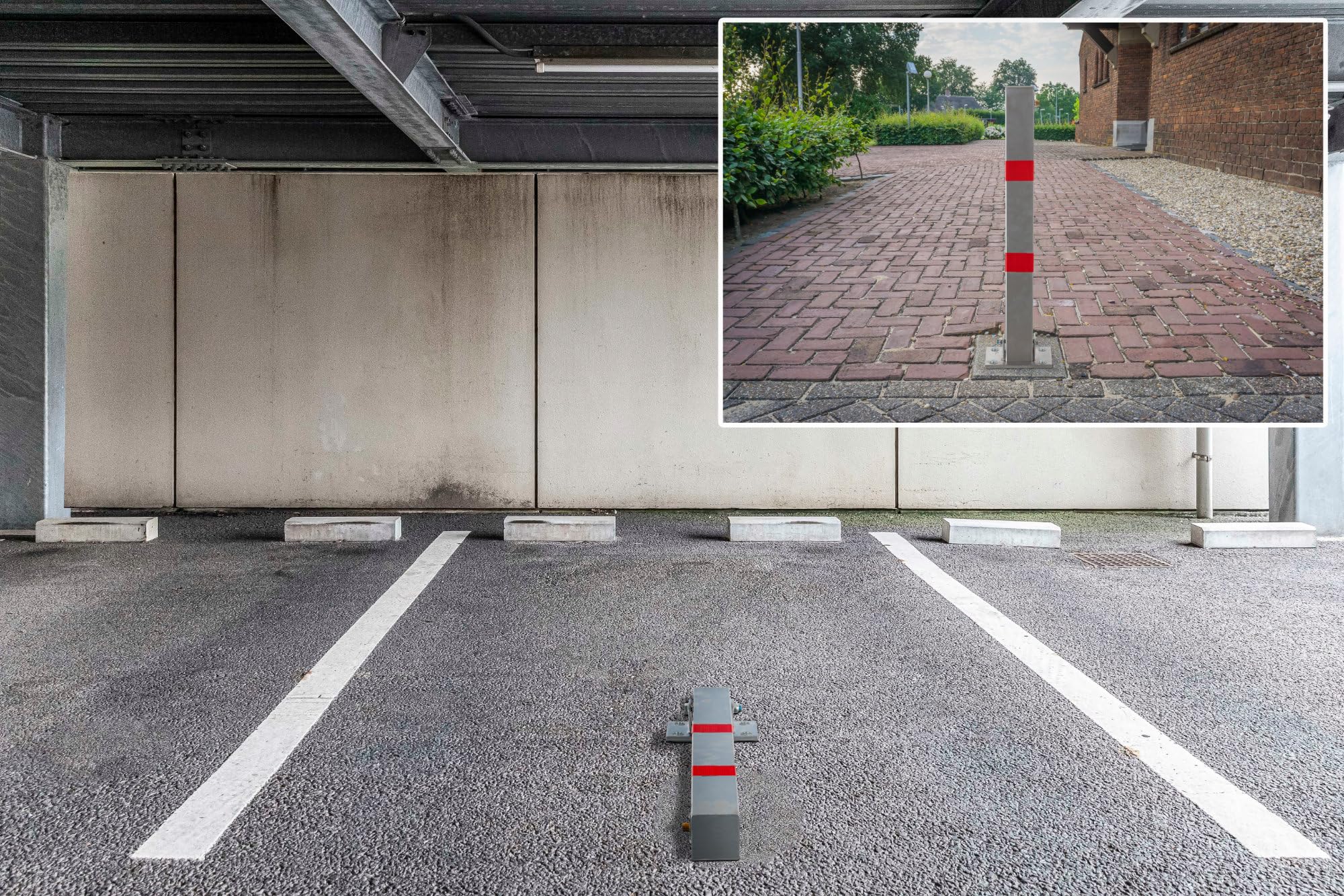 Stagecaptain PPP-70 SR Parkpfosten - Stabile Parkplatzsperre aus Stahl - Galvanisiert und pulverbeschichtet - Abschließbar mit drei Schlüsseln - Reflexionsstreifen für gute Erkennbarkeit