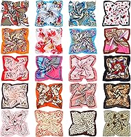 SATINIOR 20 Pack Women's Satin Square Scarves - Mixed Colors Small Silk-Like Neck Head Scarves for Girls, Party Favors