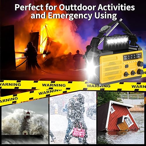 Miniatura 9 de Radio meteorológica de emergencia de 6000 mAh y 8000 mAh de manivela de emergencia Radio meteorológica AM FM NOAA manivela de mano radio con