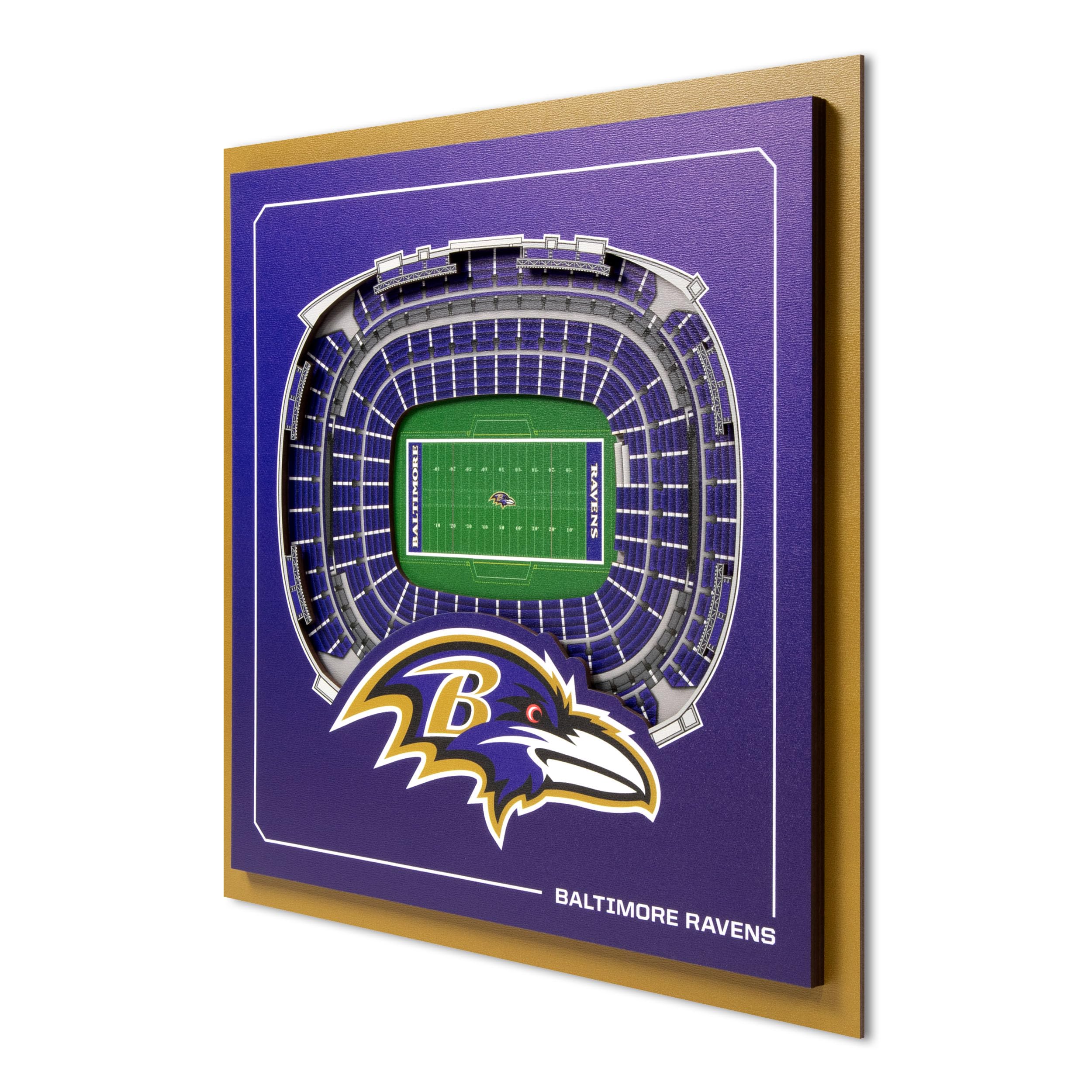 YouTheFan Officially-licensed NFL Baltimore Ravens Stadium Series 3D Wall Art - multi-layer team stadium replica, detailed sports fan gift, indoor decor