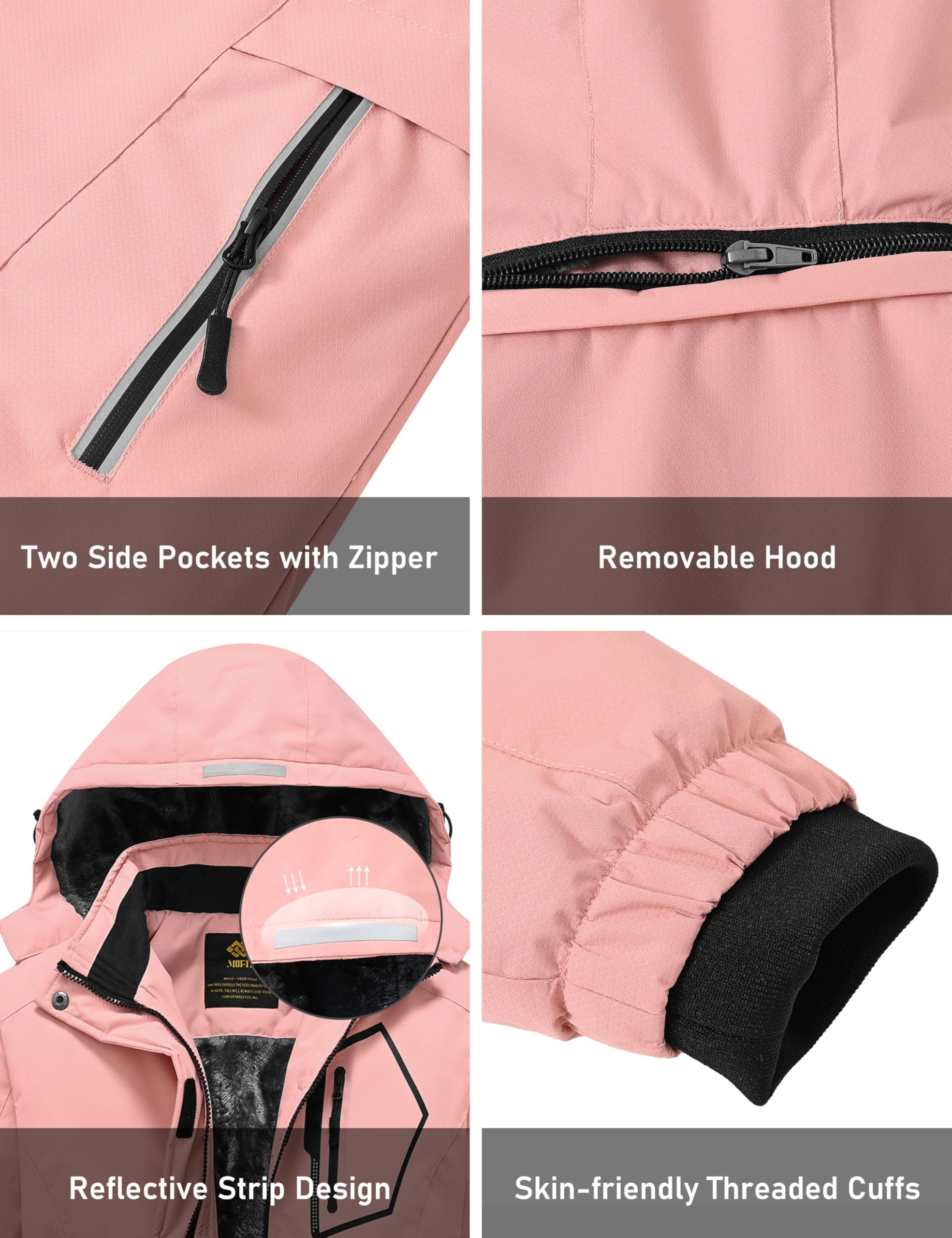 MoFiz Chaquetas Niña Invierno Chaqueta de Esquí Nina Chaqueta Ski Junior Abrigos Invierno Ski Jacket con Capucha