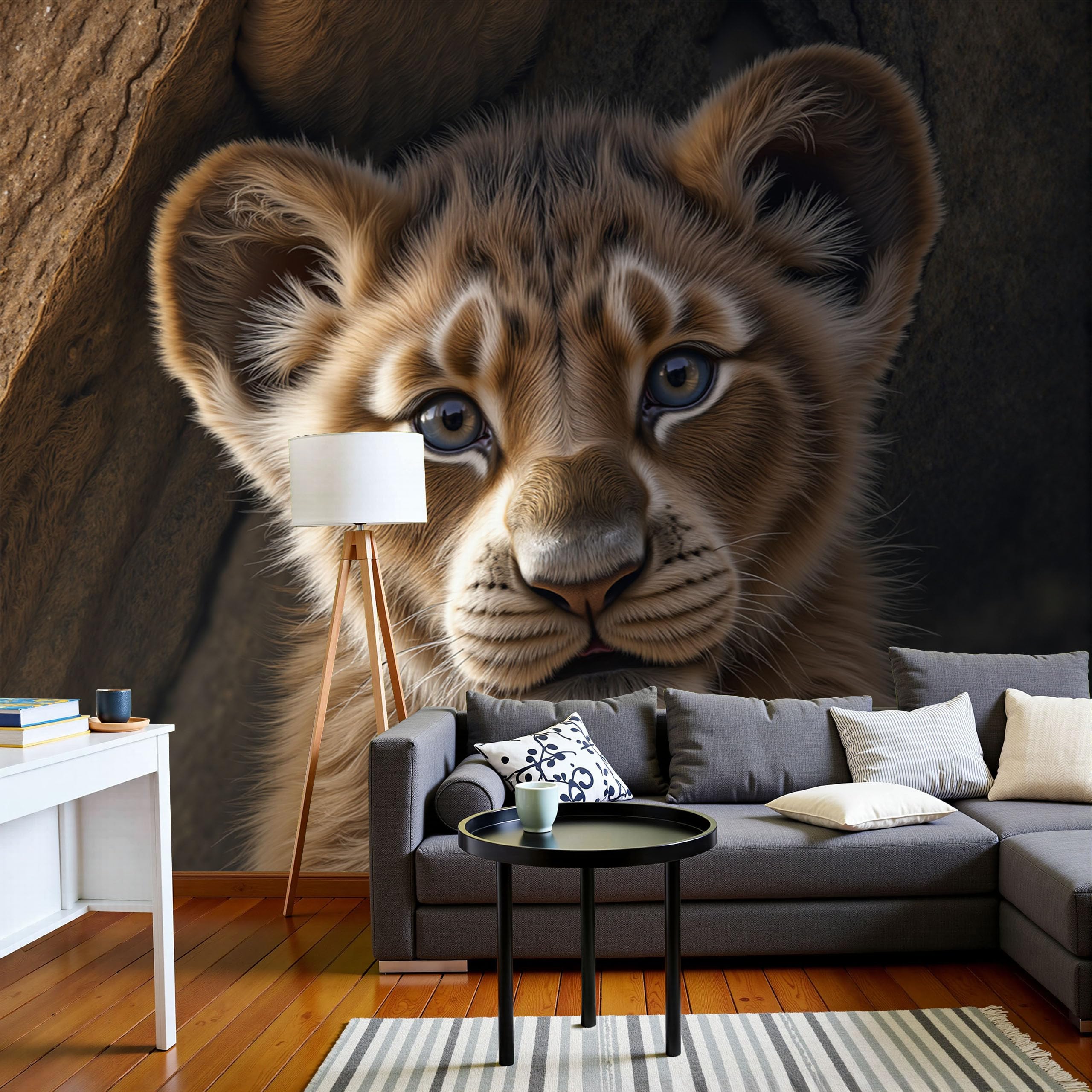 Fresques murales lionceau brun pour réchauffer l'ambiance d'une chambre d'enfant