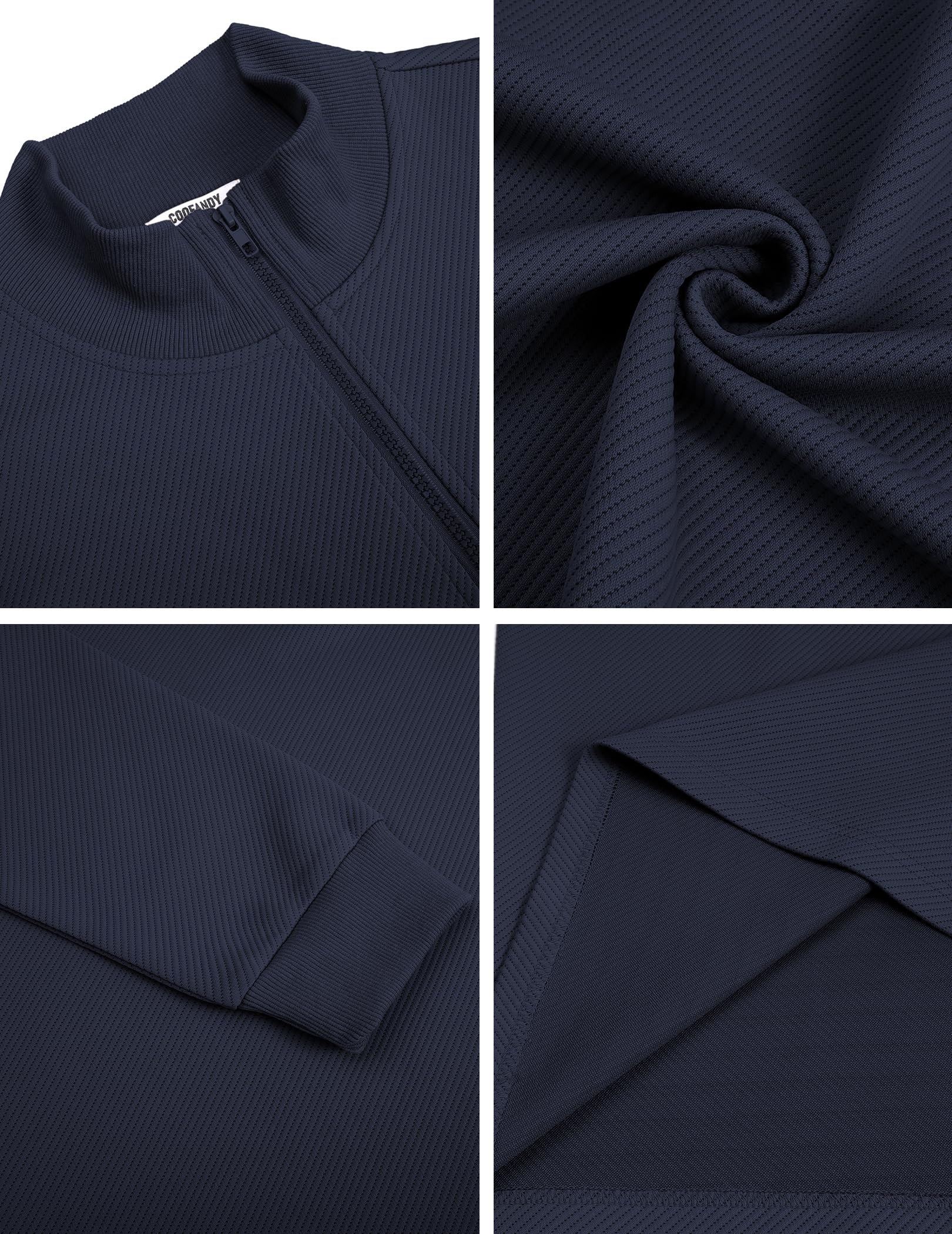 COOFANDY Felpa Uomo Senza Cappuccio Sweatshirt Mezza Zip Collo Semi Alto Classico Sportivo Pullover Casual Regular Fit