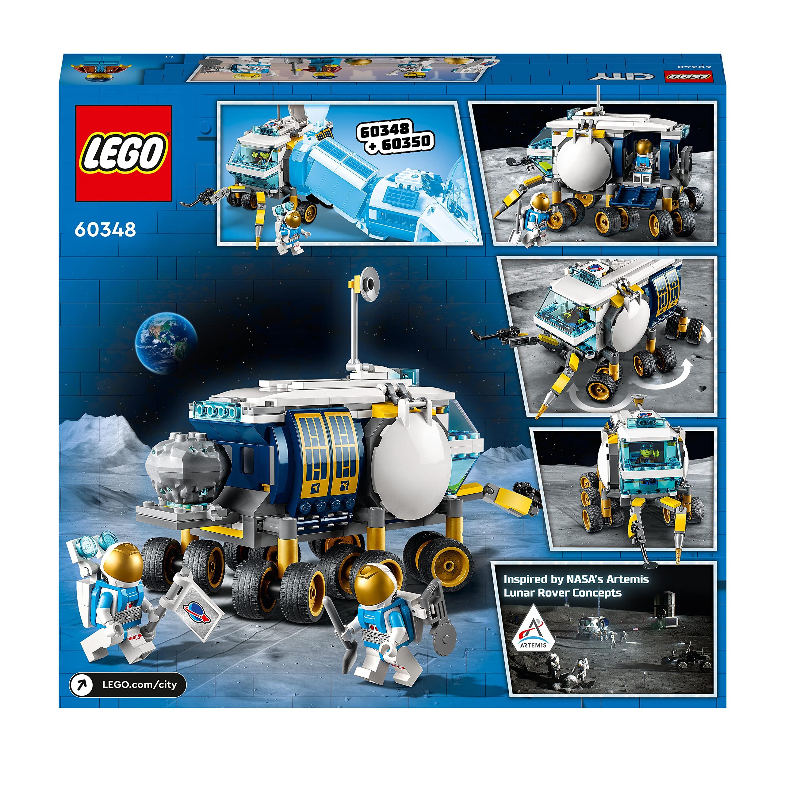 LEGO 60348 City Łazik księżycowy— zestaw konstrukcyjny; kosmiczna zabawka dla dzieci od 6 lat (275 elementów)