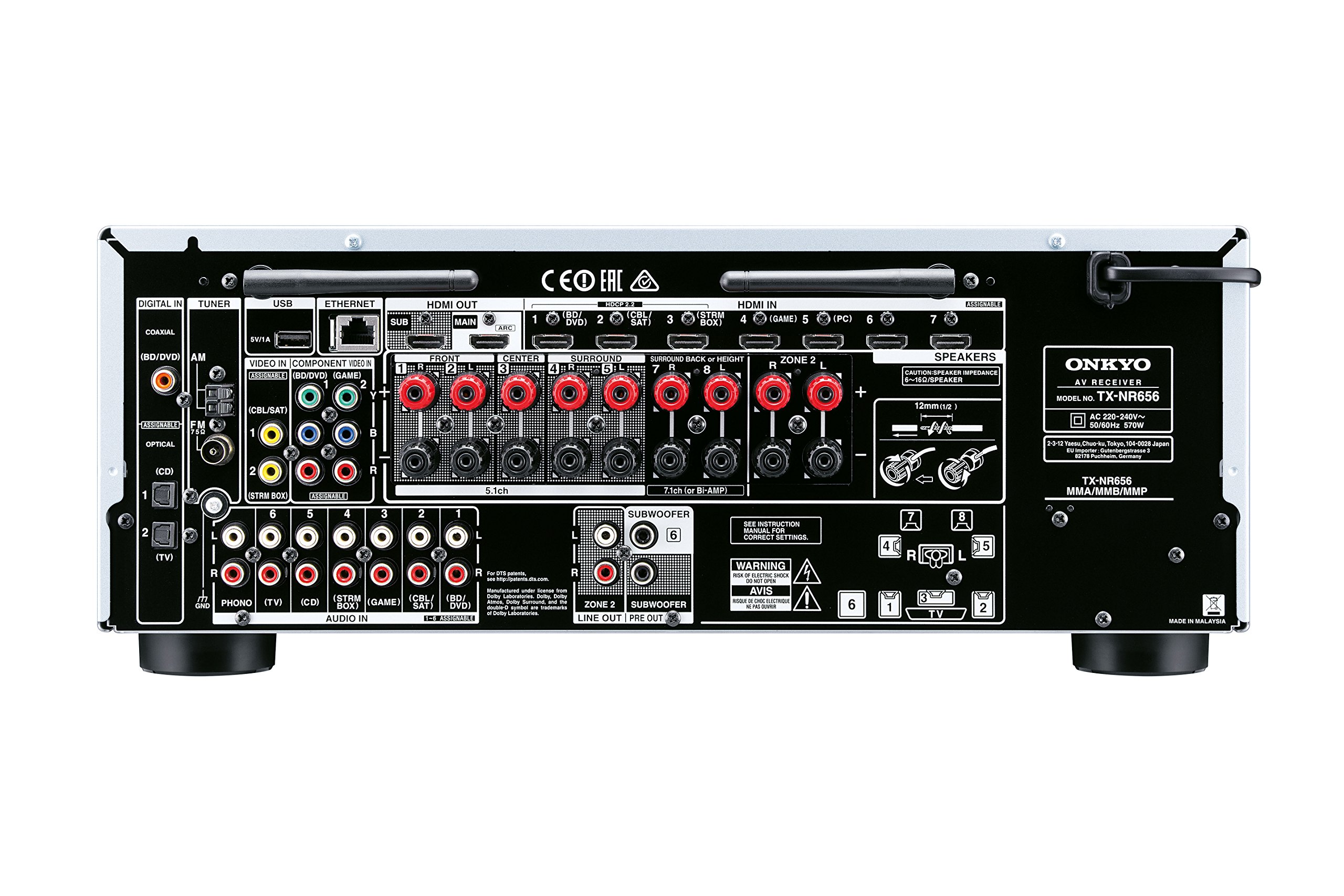 Onkyo TX-NR656S Sintoamplificatore, Argento