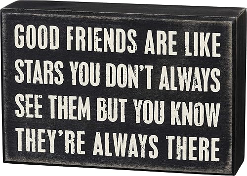 Primitives by Kathy 17423 Box Sign, Good Friends, Wood, 6"